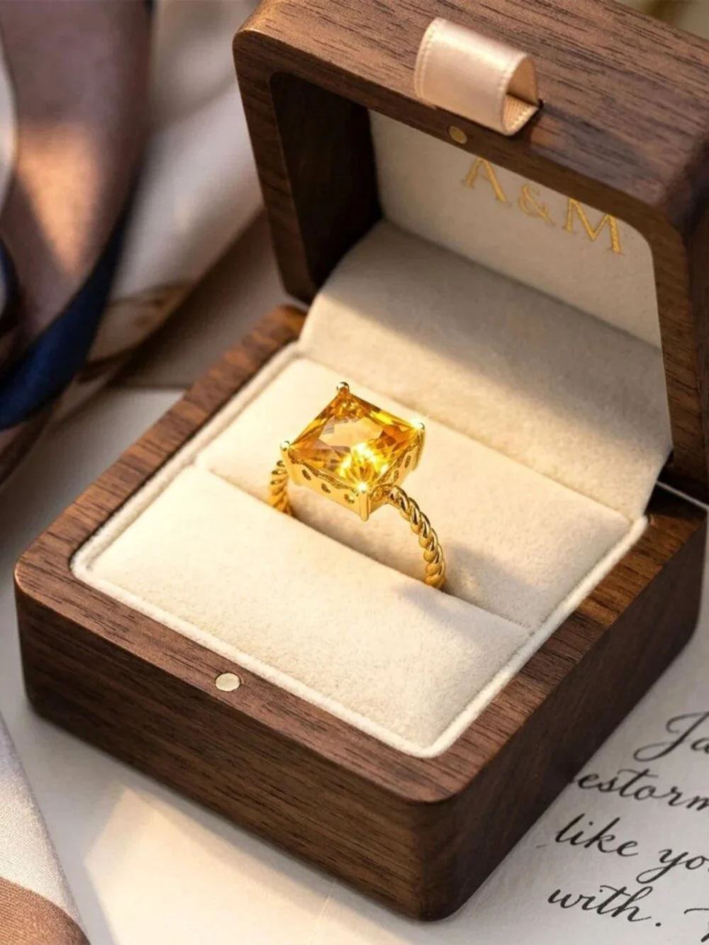 Genuine 3.85 Cts Yellow Topaz Ring Solid 10k Yellow Gold